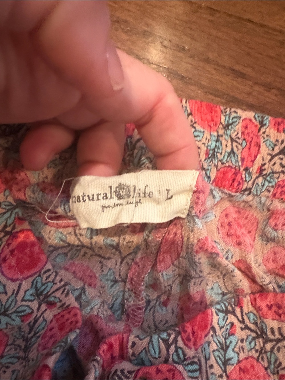 NATURAL LIFE Coral Pink Floral Elastic-Waist Casual Pants - Picture 2 of 3